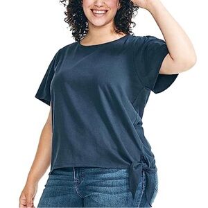 Nautica Women's Dark Blue Tie-Side Blouse